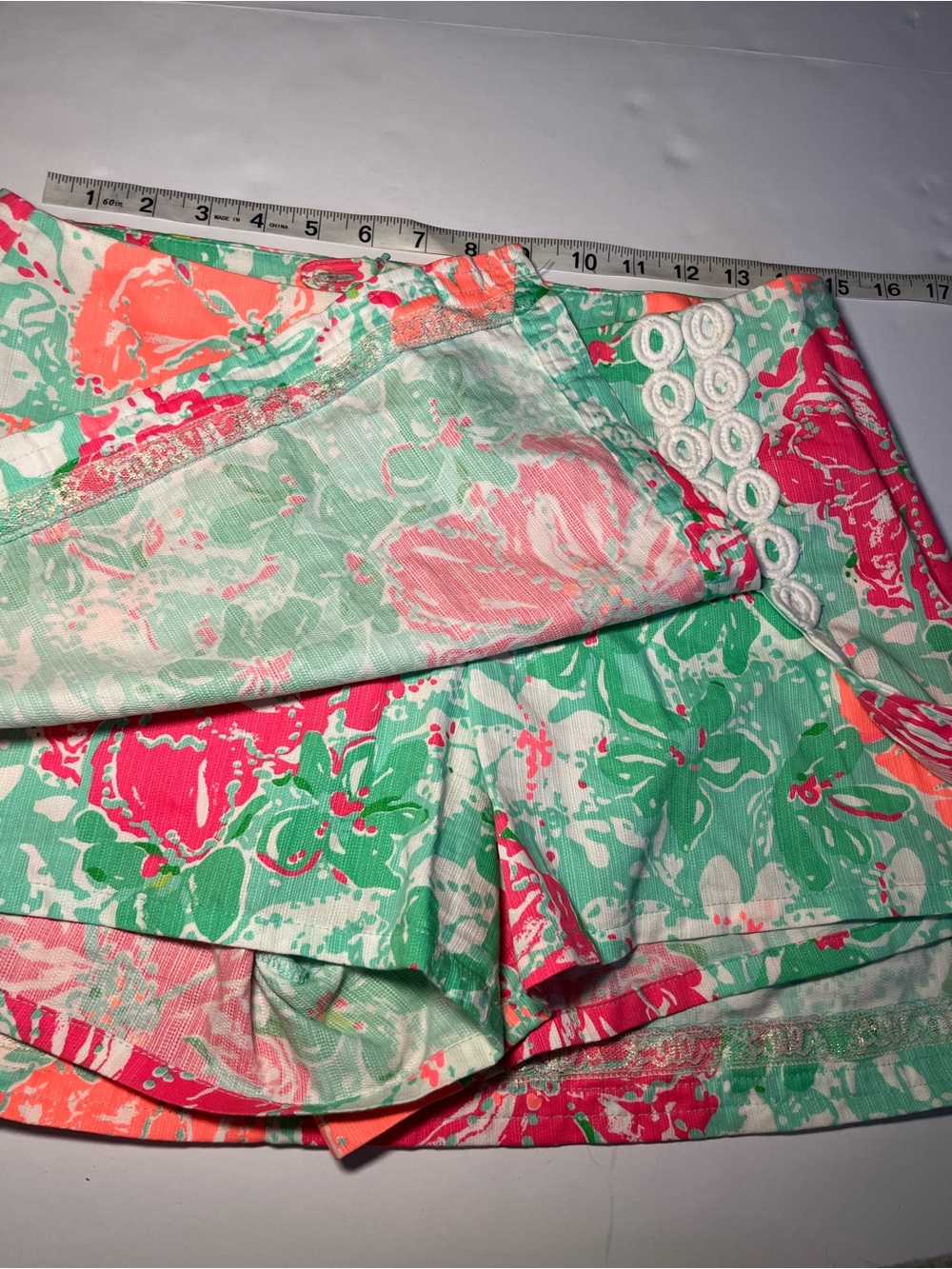 Lilly Pulitzer Lenore Skort Poolside Blue Beach Walk Floral Lace Trim Size 6 - Picture 6 of 9